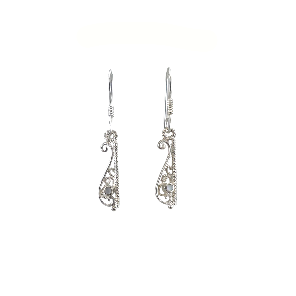Boucles d’oreilles en argent sterling 925 avec filigrane et pierre de nacre (MOP) – Alberto Bijoux
