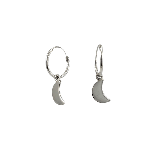 Boucles d’Oreilles Lune en Argent 925 – Créoles 10mm - Alberto Bijoux