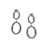 Boucles d’oreilles argentées pendantes double anneau texturé – Alberto Bijoux Montréal