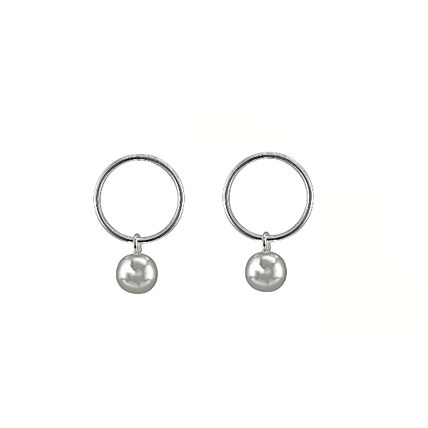 Boucles d’oreilles créoles boule en argent 925 - Alberto Bijoux