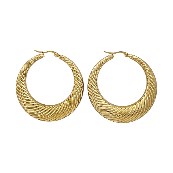 Boucles d'oreilles créoles dorées torsadées - Design spirale texturé - Alberto Bijoux