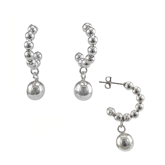 Boucles d’oreilles créoles perlées en argent 925 - Alberto Bijoux