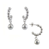 Boucles d’oreilles créoles perlées avec pendentif boule en argent sterling 925 – Alberto Bijoux Montréal