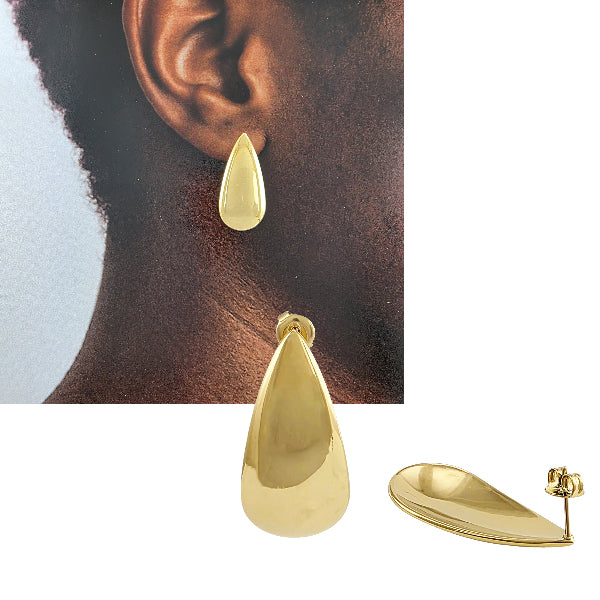 Boucles d’oreilles dorées en acier inoxydable gouttes 37x18 mm – Alberto Bijoux Montréal