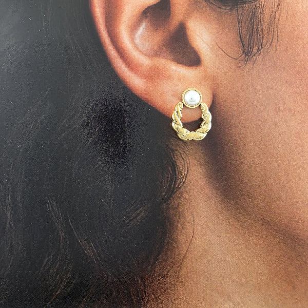 Boucles d’oreilles féminines dorées et perle – Alberto Bijoux