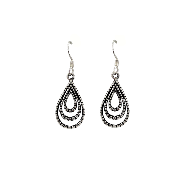 Boucles d’oreilles pendantes goutte perlée en argent sterling 925 – Alberto Bijoux Montréal