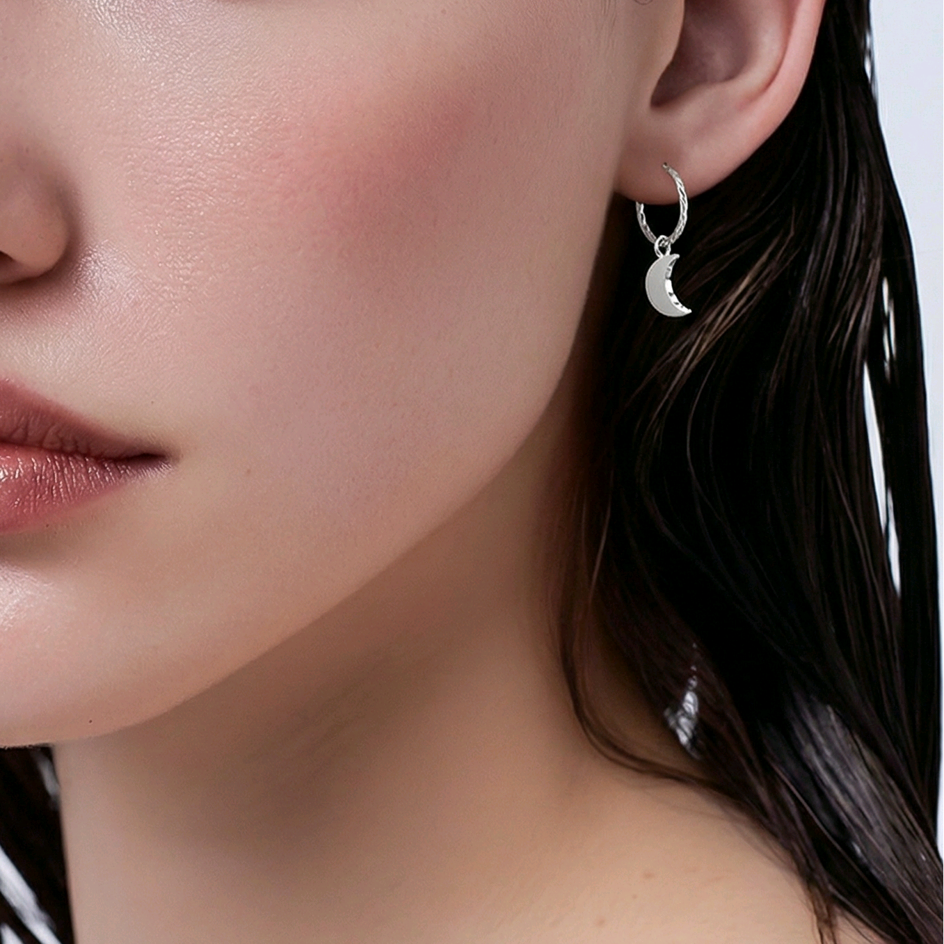 Boucles d’Oreilles Lune en Argent 925 – Créoles 10mm - Alberto Bijoux