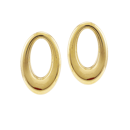 Boucles d’oreilles dorées en acier inoxydable – Ovales élégantes 37x23 mm - Alberto Bijoux