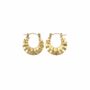 Boucles d’oreilles dorées effet éventail martelé – acier inoxydable, diamètre intérieur 14 mm