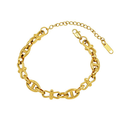 Bravoure – Bracelet Doré Maillons Stylisés et éclatante en acier inoxydable - Alberto Bijoux