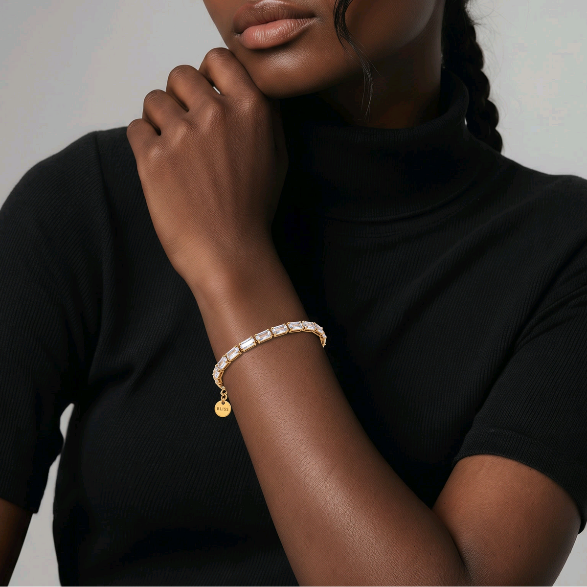Brillance Royale – Bracelet Doré à Pierres Carrées en acier inoxydable - Alberto Bijoux