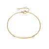 Bracelet fin avec chaîne dorée 18k et barre lisse horizontale au centre.