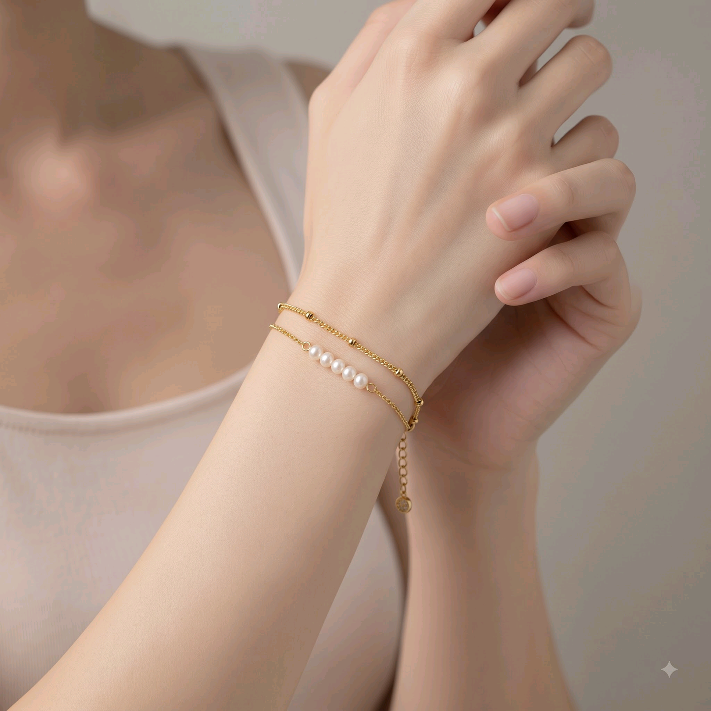 Bracelet Multi-Rangs Doré & délicat Perles Douces Alberto BIjoux