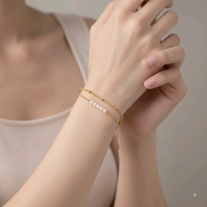 Bracelet Multi-Rangs Doré & délicat Perles Douces Alberto BIjoux