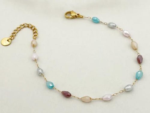 Bracelet “Prismatique” – Chaîne Dorée et Pierres Multicolores - Alberto Bijoux