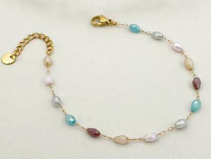 Bracelet “Prismatique” – Chaîne Dorée et Pierres Multicolores - Alberto Bijoux