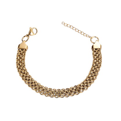 Bracelet "Réseau Chic" – Mailles Tubulaires Dorées en acier inoxydable  - Alberto Bijoux