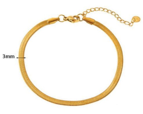 Bracelet “Soléa Mini” – Maille Serpent Dorée – 3 mm - Alberto Bijoux