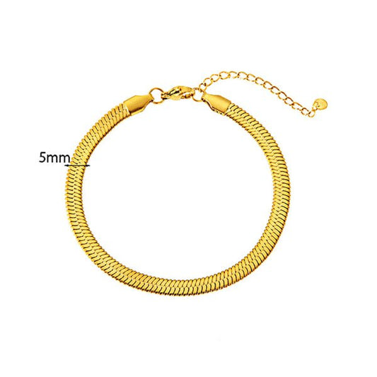 Bracelet “Solara” – Maille Serpent Large Dorée – 5 mm - Alberto Bijoux