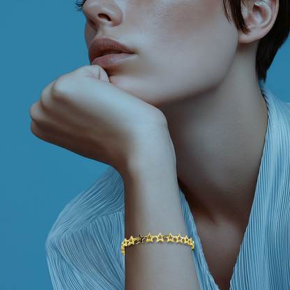 Stella – Bangle Ouvert Étoiles Dorées - Alberto Bijoux