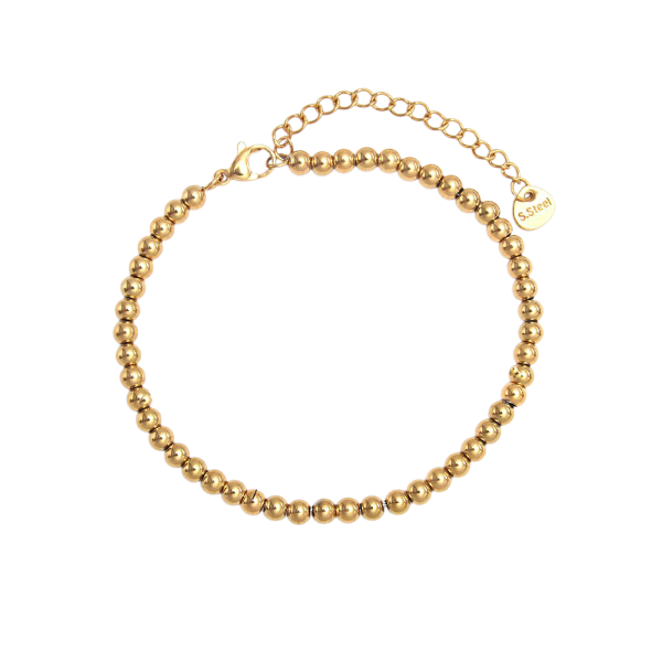 Bracelet élastique en perles dorées de 3 mm, en acier inoxydable