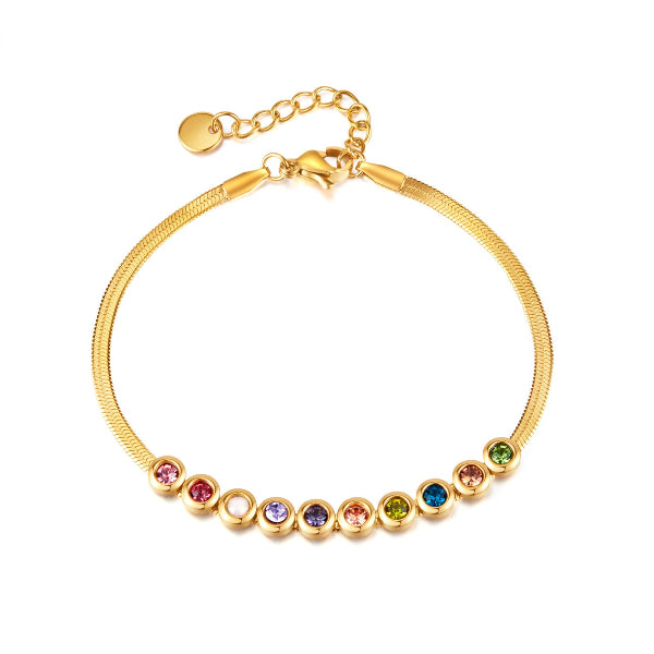 Bracelet doré pour femme avec pierres colorées arc-en-ciel, au style éclatant, joyeux et plein de bonne humeur – Alberto Bijoux