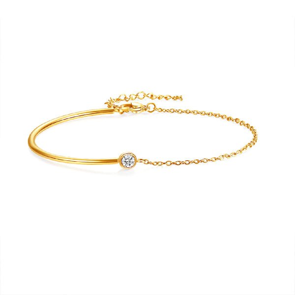 Éclat Doré – Bracelet Demi - Rigide avec Pierre Brillante - Alberto Bijoux