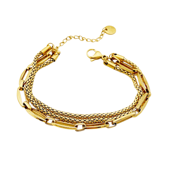 Nova – Bracelet Doré Multi - Chaînes Structuré - Alberto Bijoux
