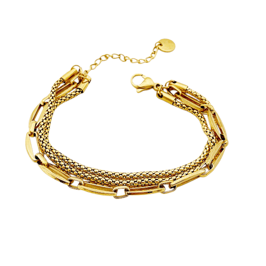Nova – Bracelet Doré Multi - Chaînes Structuré - Alberto Bijoux