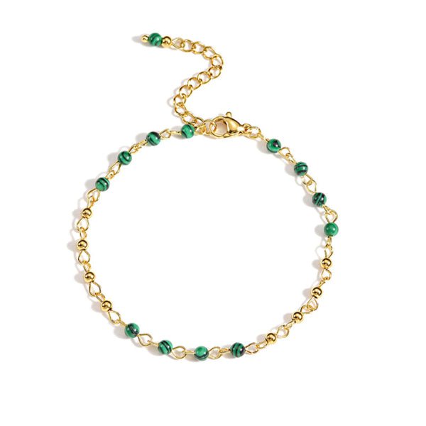 Luz Verde – Bracelet Doré à Petites Perles Vertes - Alberto Bijoux