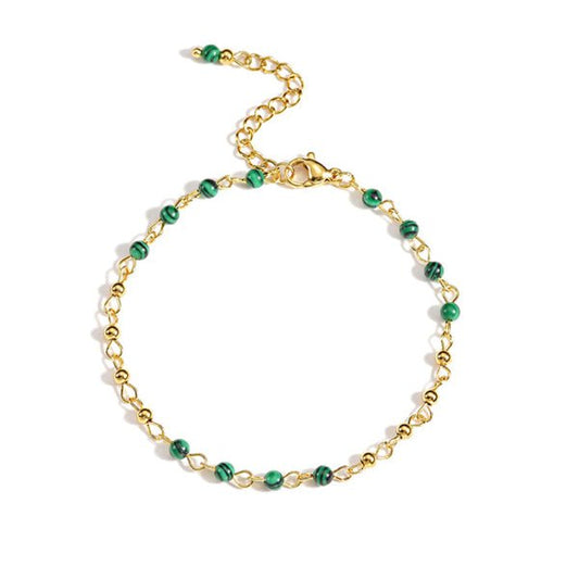 Luz Verde – Bracelet Doré à Petites Perles Vertes - Alberto Bijoux