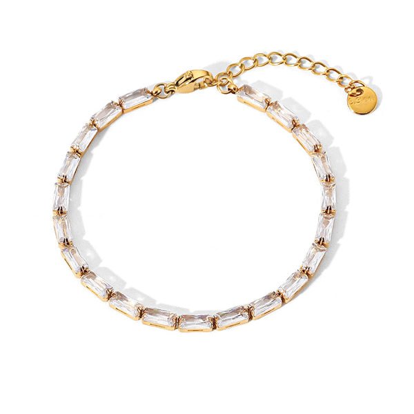 Brillance Royale – Bracelet Doré à Pierres Carrées - Alberto Bijoux