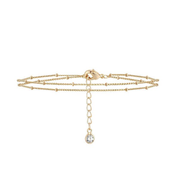 Clarté – Bracelet double Chaîne Doré avec Goutte Brillante - Alberto Bijoux