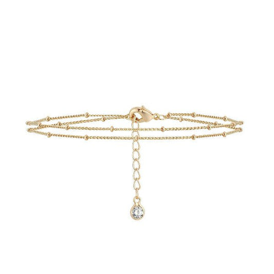 Clarté – Bracelet double Chaîne Doré avec Goutte Brillante - Alberto Bijoux