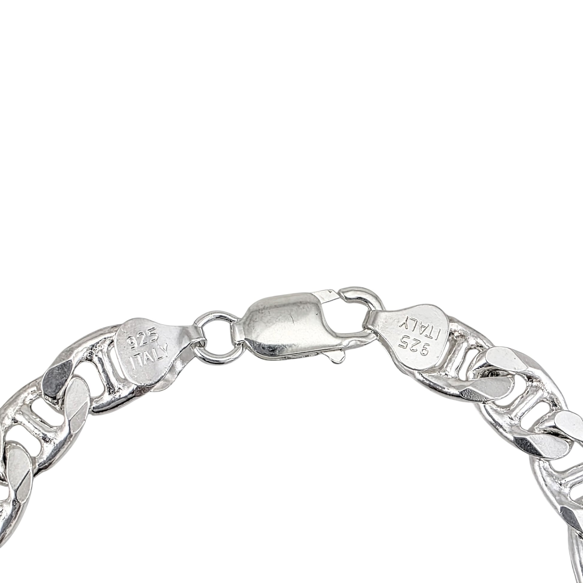 Bracelet chaîne Figaro Mariner en argent sterling 925 8mm fabriqué en Italie