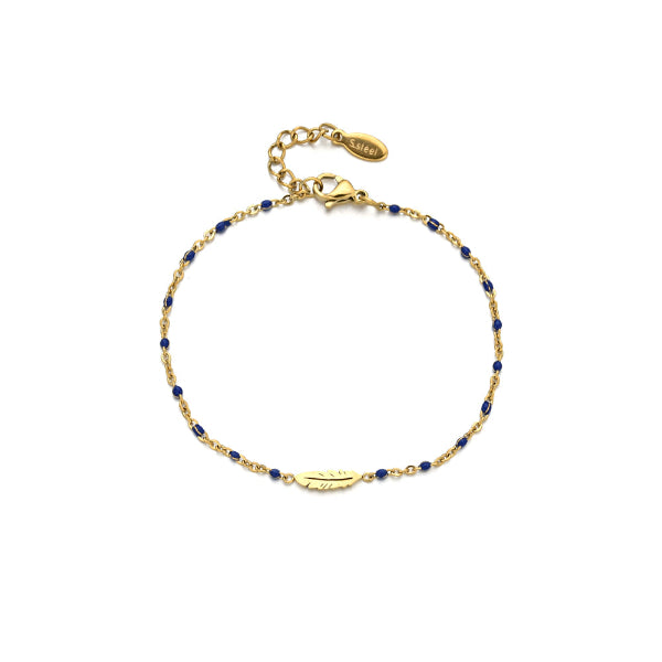 Bracelet perlé pour femme avec pendentif plume dorée, au style bohème chic et coloré – Alberto Bijoux