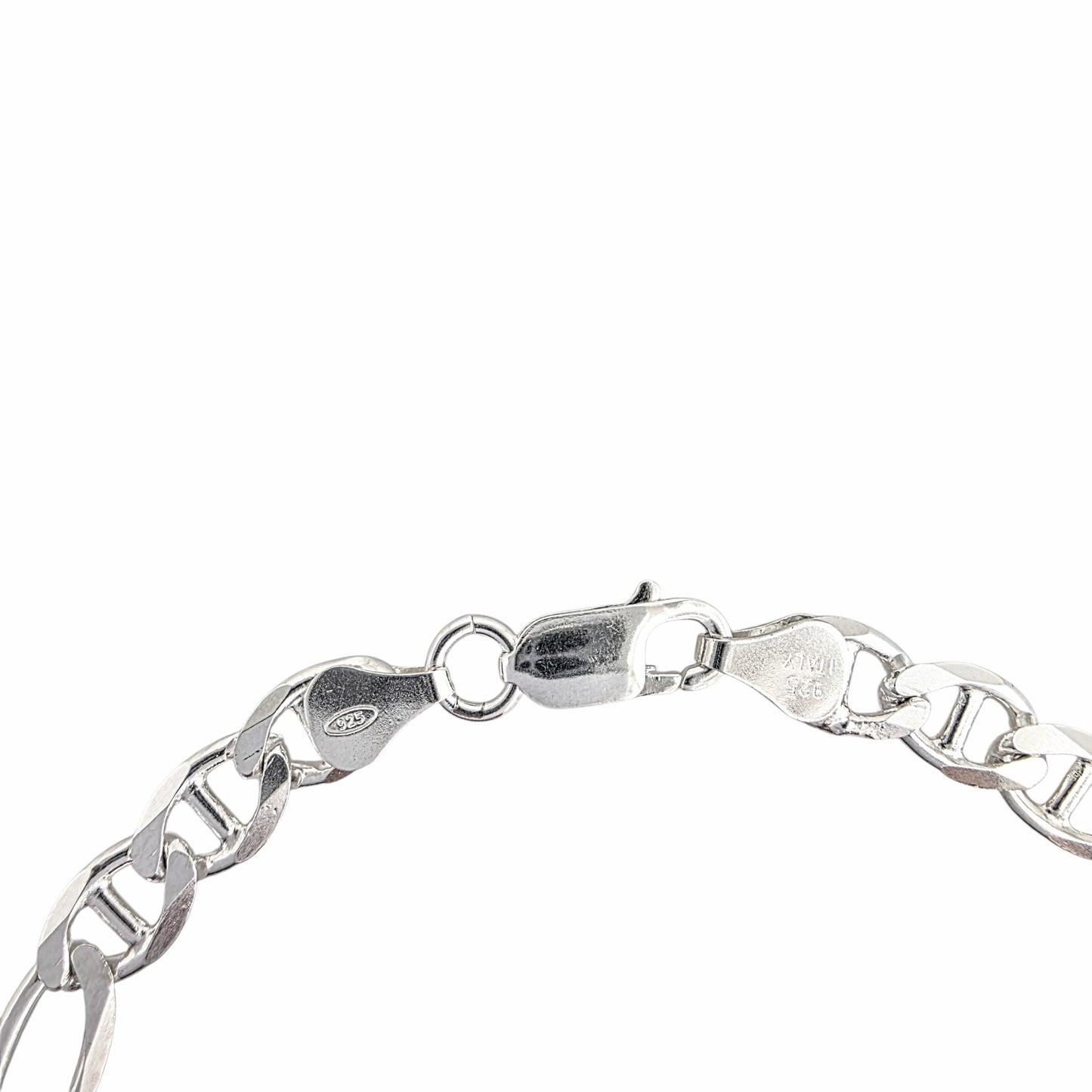 Bracelet chaîne Figaro Mariner argent sterling 925 4.3mm 8.5 pouces fermoir lobster
