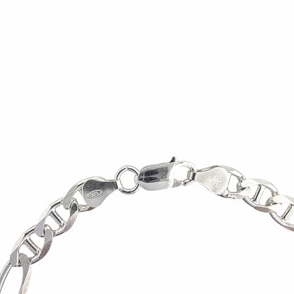 Bracelet chaîne Figaro Mariner argent sterling 925 4.3mm 8.5 pouces fermoir lobster