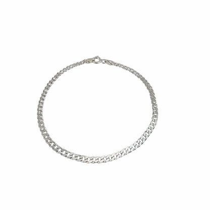 Bracelet chaîne curb en argent sterling 925 3mm fabriqué en Italie 7.5 pouces