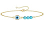 Bracelet doré avec œil protecteur bleu et perles turquoise