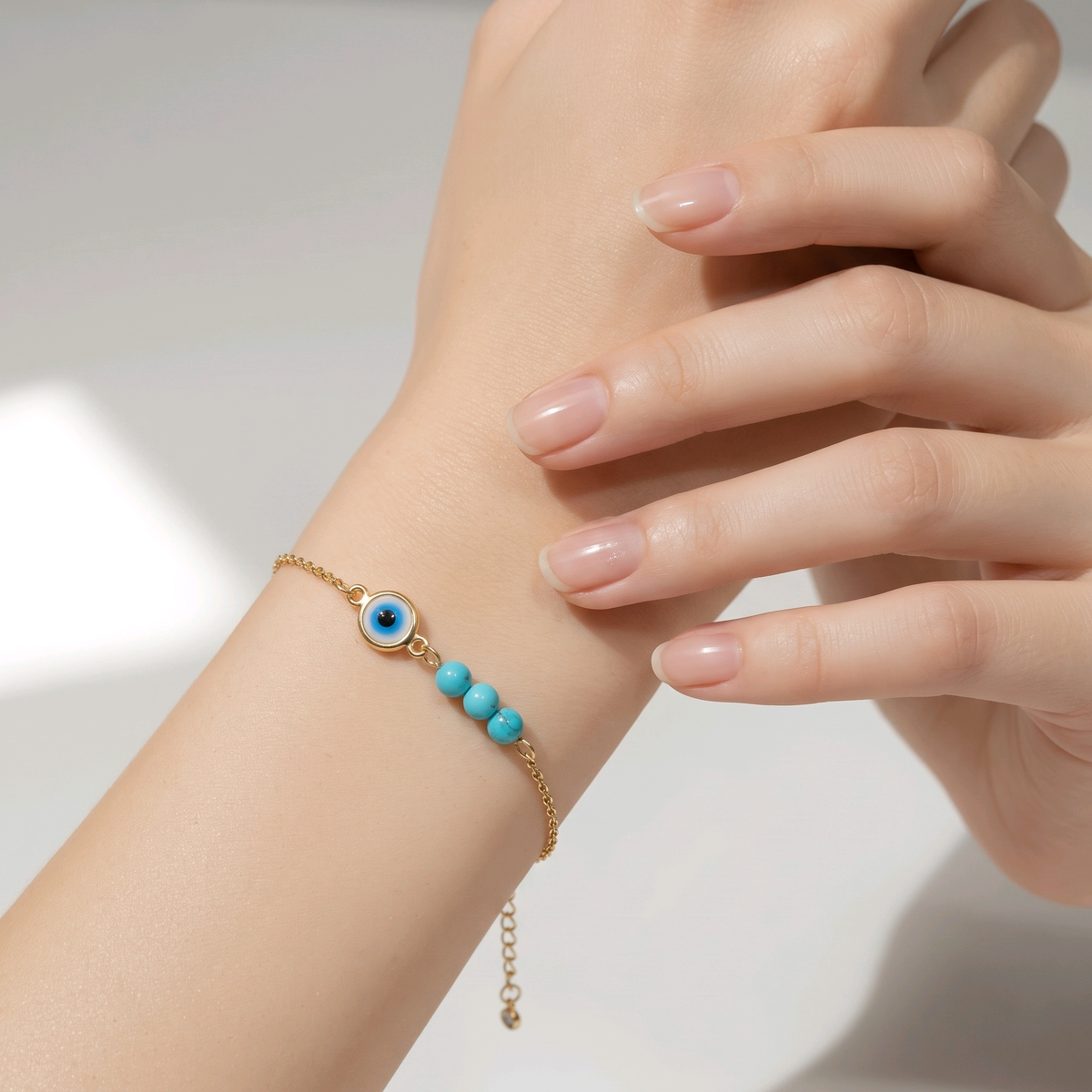 Bracelet Œil Protecteur & Turquoise – Charme du Regard en acier inoxydable  - Alberto Bijoux
