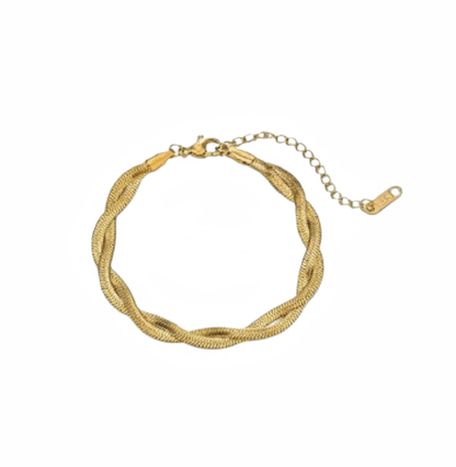 Solea Twist – Bracelet Serpent Torsadé Doré en acier inoxydable  - Alberto Bijoux