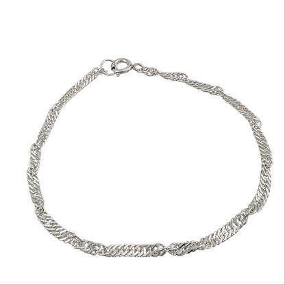 Bracelet maille torsadée argent sterling 925 3.3mm 7.5 pouces fermoir spring ring