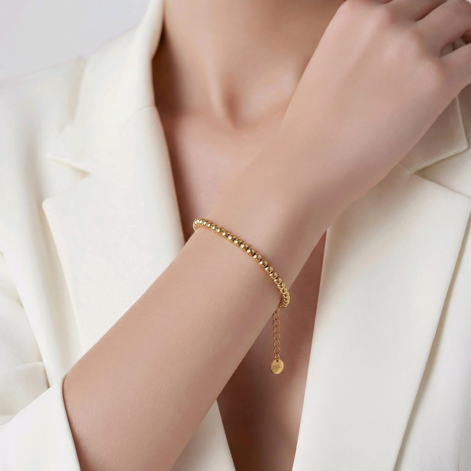 Perla Mini – Bracelet Élastique Doré (3mm & 4mm) - Alberto Bijoux