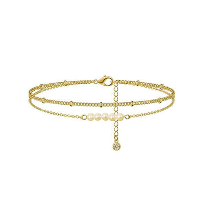 Perla – Bracelet Multi-Rangs Doré & délicat Perles Douces et acier inoxydable  - Alberto Bijoux