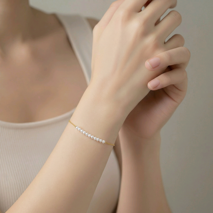 Ligne Perlée – Bracelet Fin Doré avec Mini Perles - Alberto Bijoux