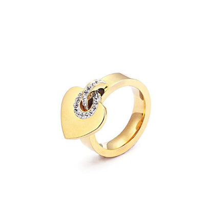 Cadenas d’Amour – Bague Cœur Acier & Zircon en acier inoxydable n - Alberto Bijoux