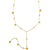 Collier en Y doré avec petites pampilles arrondies suspendues sur une chaîne fine, présenté sur fond blanc