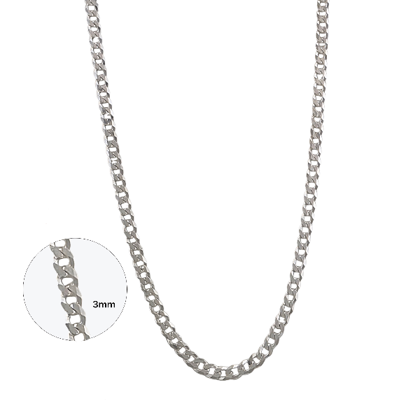 Collier chaîne gourmette argent sterling 3mm - Longueurs 16 à 22 pouces disponibles - Alberto Bijoux
