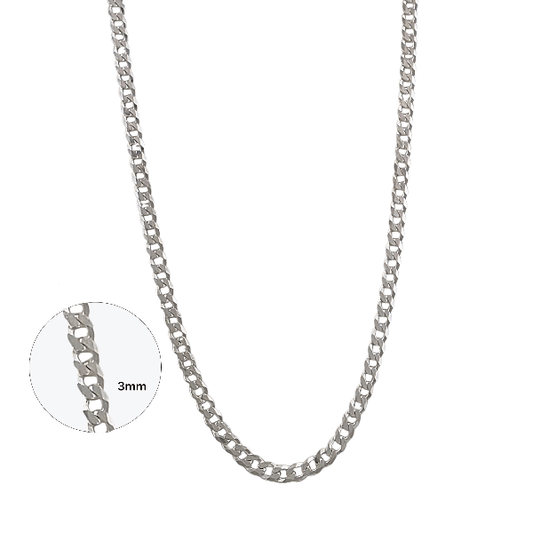 Collier chaîne gourmette argent sterling 3mm - Longueurs 16 à 22 pouces disponibles - Alberto Bijoux